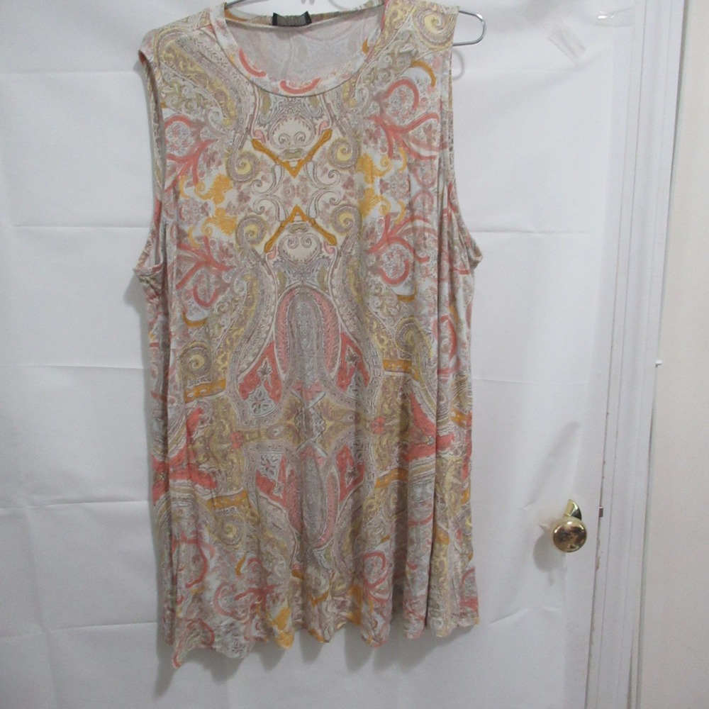 Lane Bryant Paisley Sleeveless Top Womens 22/24 L Multi Color Flowy Tank boho